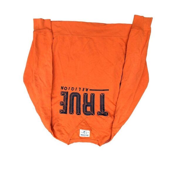 TRUE Religion Crew Neck Sweatshirt XXL Orange Big Logo - Picture 2 of 6
